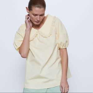 Zara Poplin Peter Pan Collar Blouse